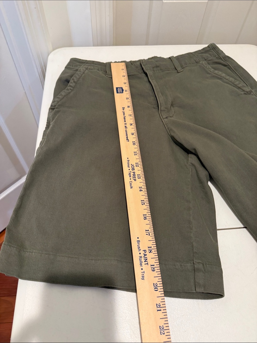 A/E High Rise Trouser Short 11” Inseam Stretch Olive Flat Front Pockets Preppy 8 - Picture 10 of 14